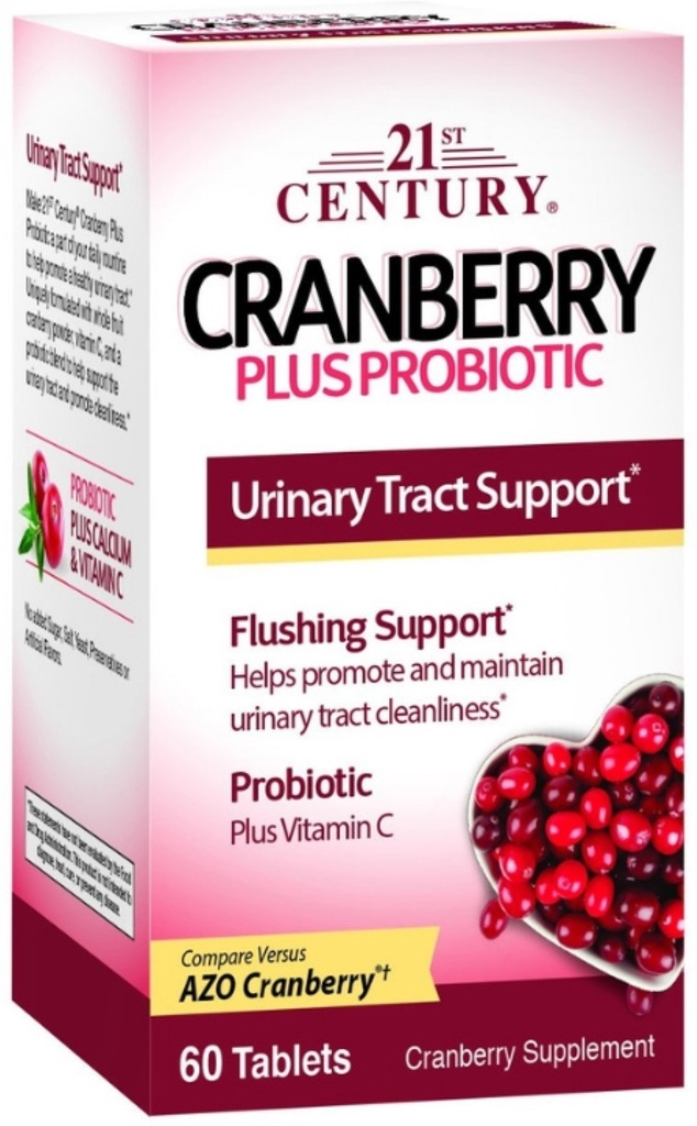 21st Century Cranberry Plus Probiotic Vitamin | 300 Million CFU | 60 Tabs