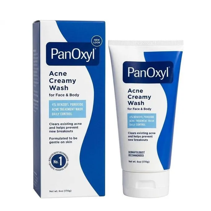 PanOxyl Creamy Wash 4% Benzoyl Peroxide Daily Control Deep Cleaning Wash for Acne, 6 OZ